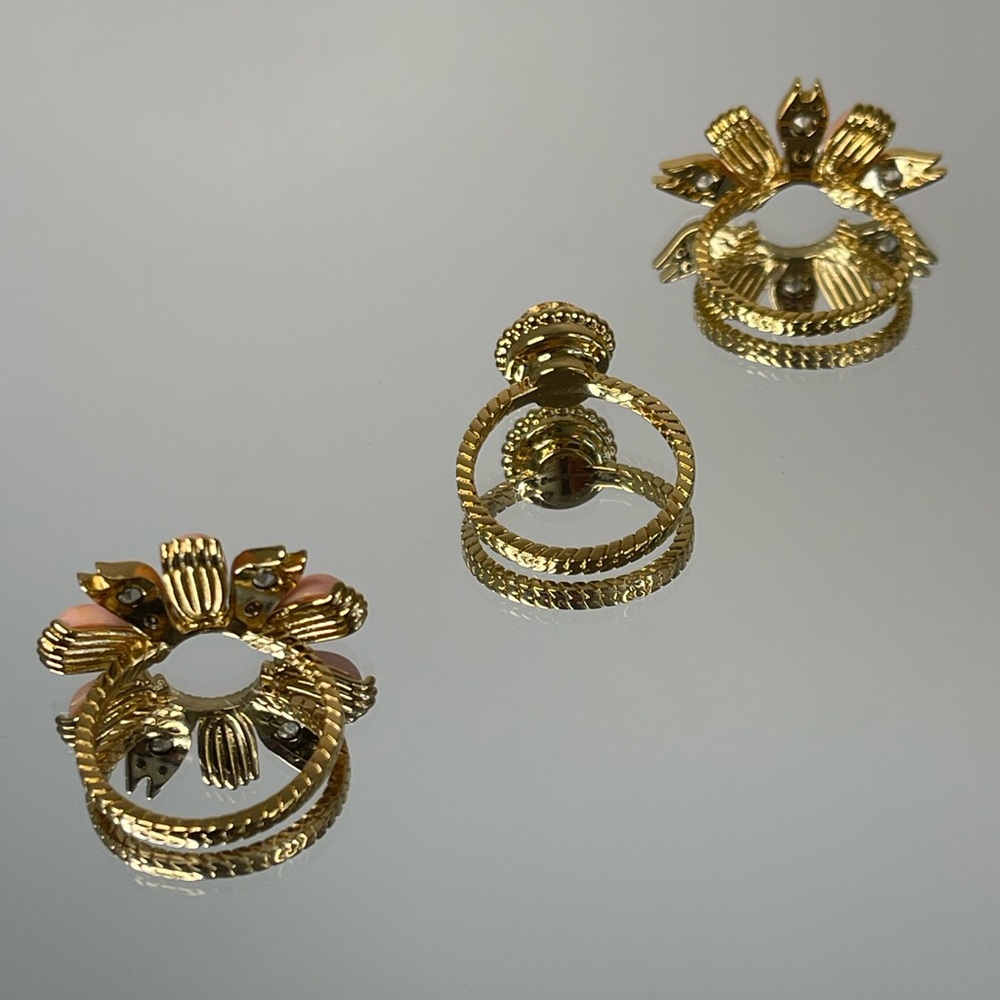 GUCCI Interlocking G Flower 3-row Gold Tone Ring sz: 55/ 7 1/4 - Picture 7 of 14